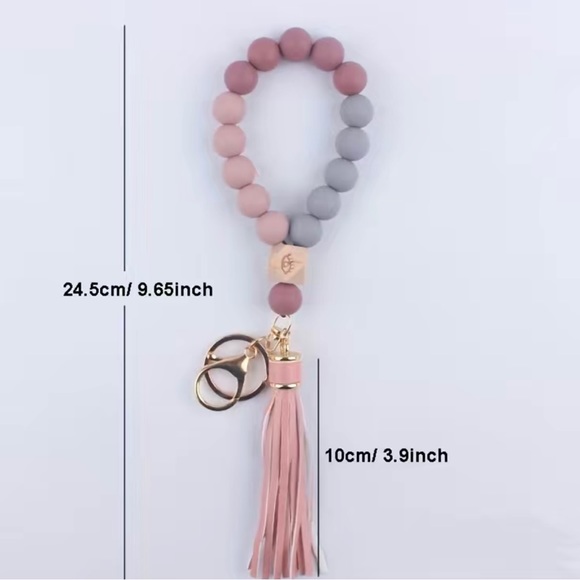 New Silicone Beaded Bracelet Keychain Vibrant Blues Gray All Seeing Eye Charm - Picture 6 of 6